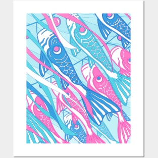 Thee cute soft design with the Japanese traditional carp koi fish  for Koinobori festival Posters and Art